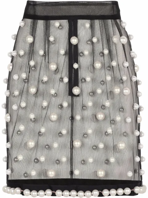 Dolce & Gabbana pearl-embellished tulle miniskirt