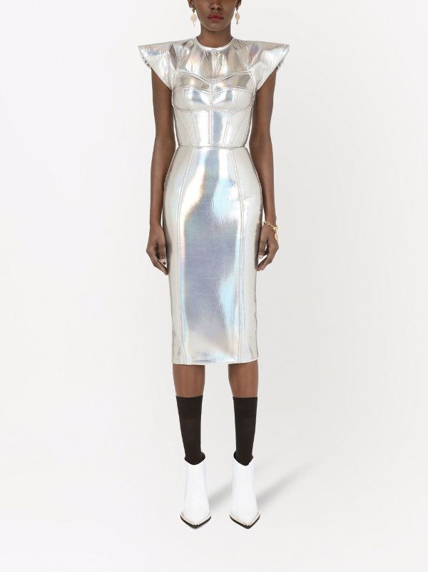 dolce and gabbana silver dress