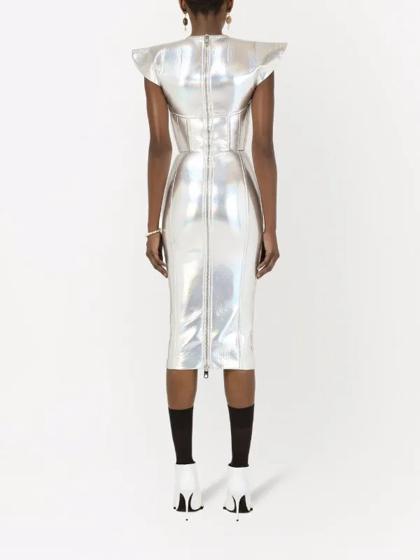 Dolce & Gabbana Metallic-effect Bustier Dress - Silver
