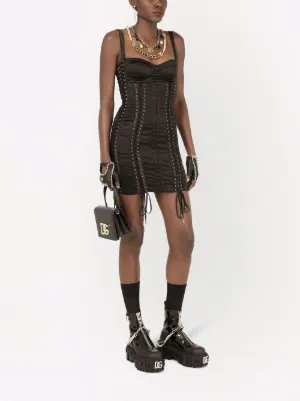 Dolce & Gabbana チュールジョーゼット ミニドレス ブラック ジオメトリックフラワー刺繍チュールドレス(ドレス) | Sybilla