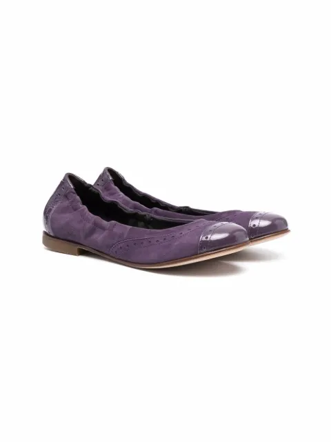 Pèpè brogue-detail suede ballerina shoes 
