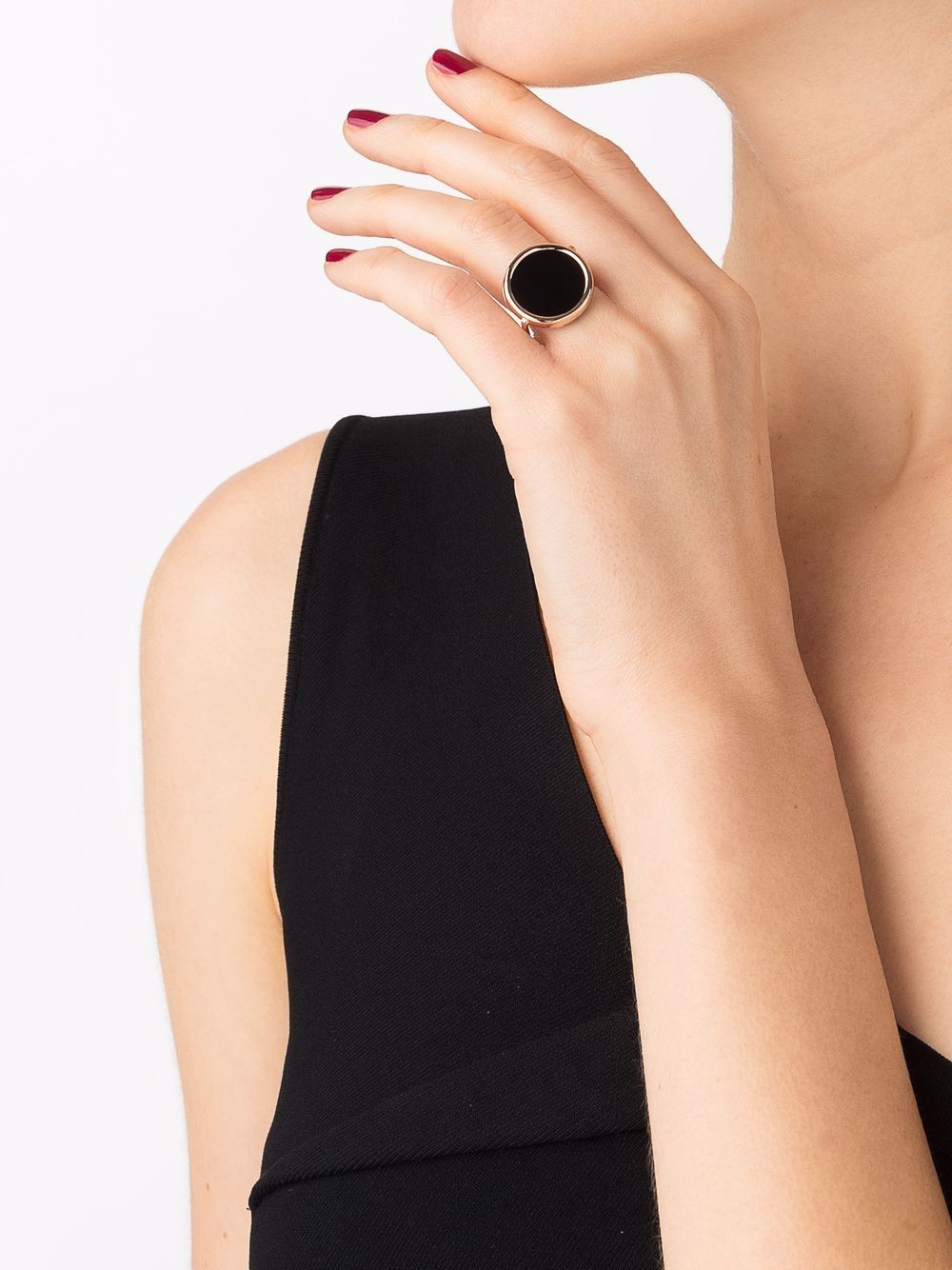 Shop Ginette Ny 18kt Rose Gold Onyx Disc Ring In 粉色