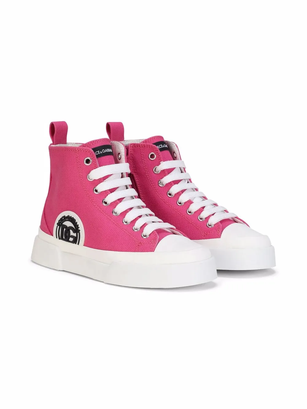 

Dolce & Gabbana Kids canvas Portofino high-top sneakers - Pink