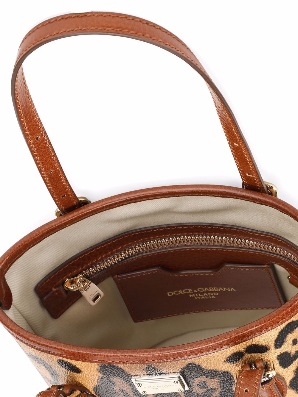 Shop Dolce & Gabbana Small Leopard-print Crespo Bucket Bag In Brown