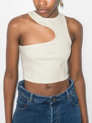 one strap white crop top