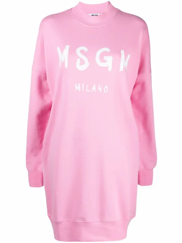 Shop MSGM logo-print sweatshirt dress 