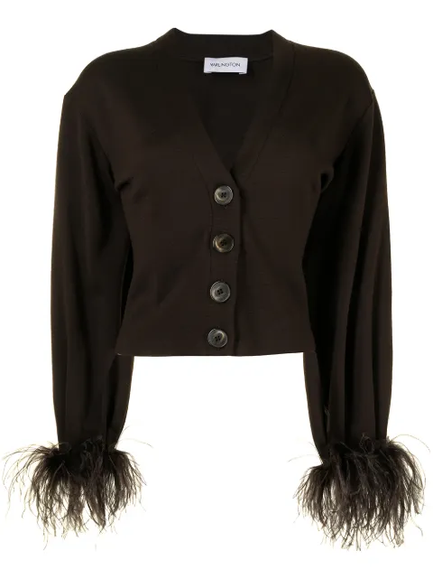 16Arlington Kara feather-trim cardigan 