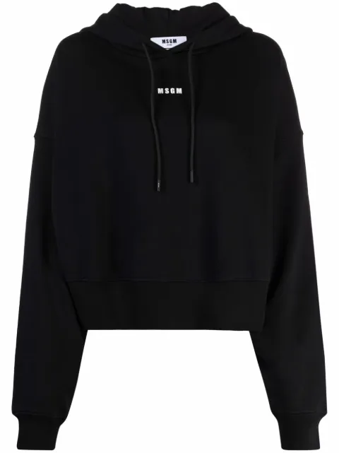 MSGM logo-print cotton hoodie