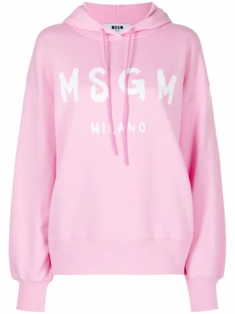 MSGM logo-print cotton hoodie