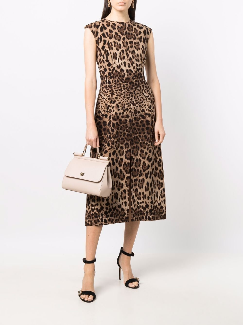 фото Dolce & gabbana платье миди с леопардовым принтом