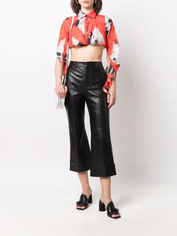 cropped leather trousers