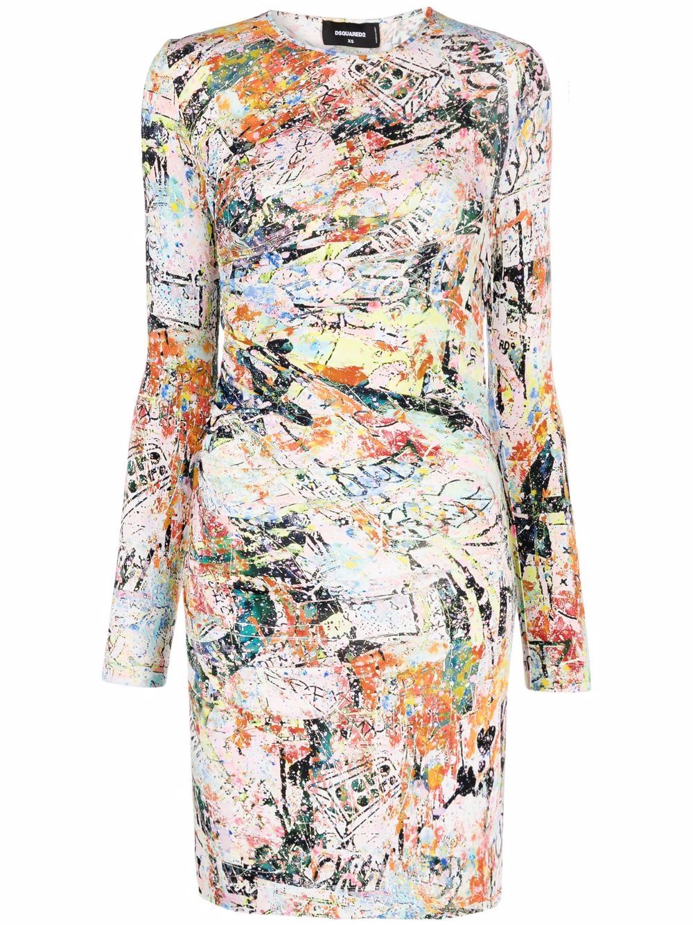 фото Dsquared2 платье с длинными рукавами и абстрактным принтом