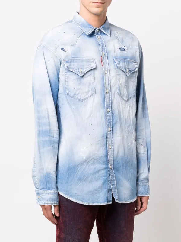 Dsquared2 Distressed Denim Shirt - Farfetch