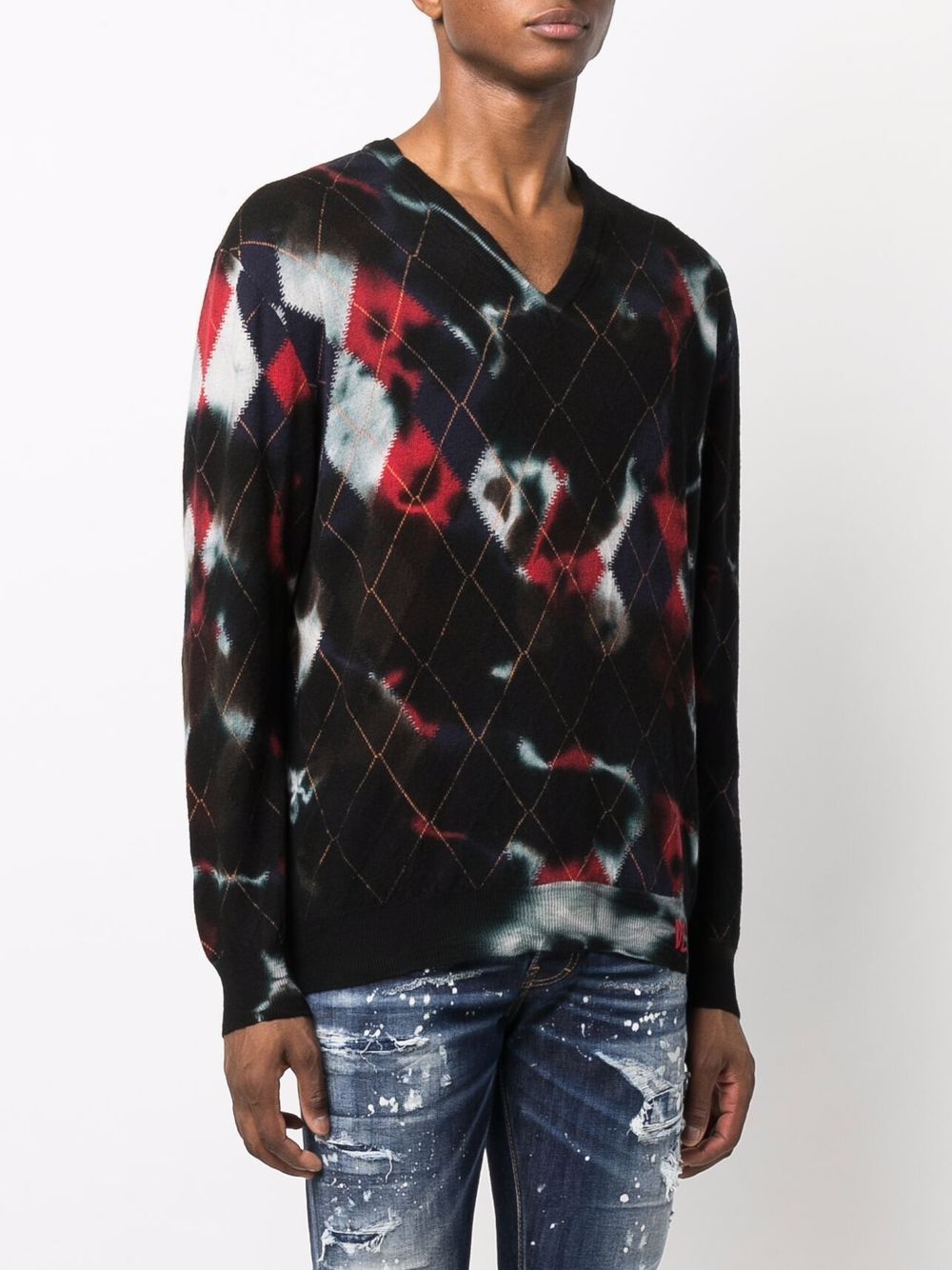 Cheap DSQUARED2 argyle knit jumper Men