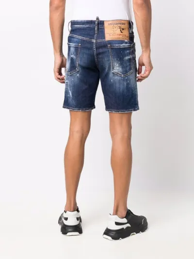 distressed logo-patch denim shorts 