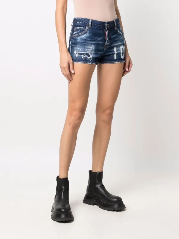 logo-patch denim shorts