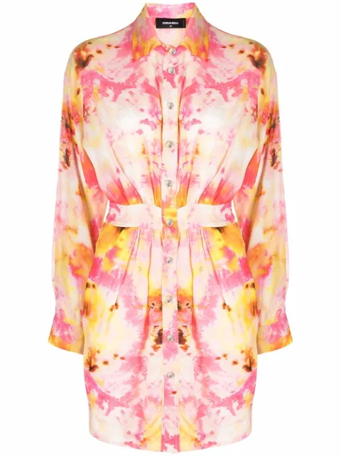 DSQUARED2 tie-dye print fitted-waist shirt dress Women