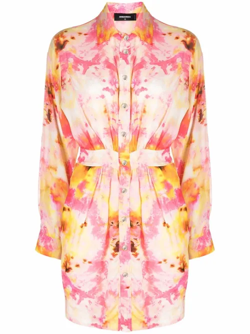Robe-chemise ajustée à imprimé tie dye - DSQUARED2 - Modalova
