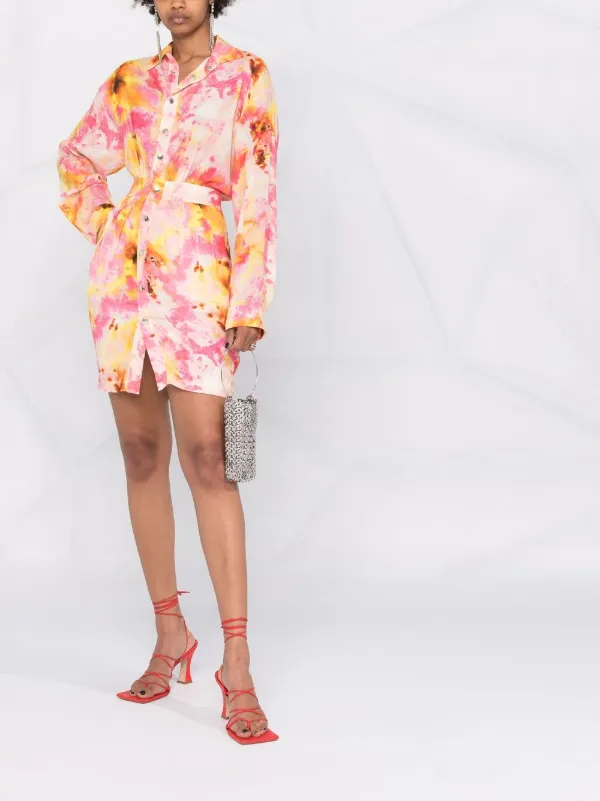 tie dye fitted dress Yash Gallery Women's Multi Polyester Tie & Dye Printed Fitted Dress main image 0
