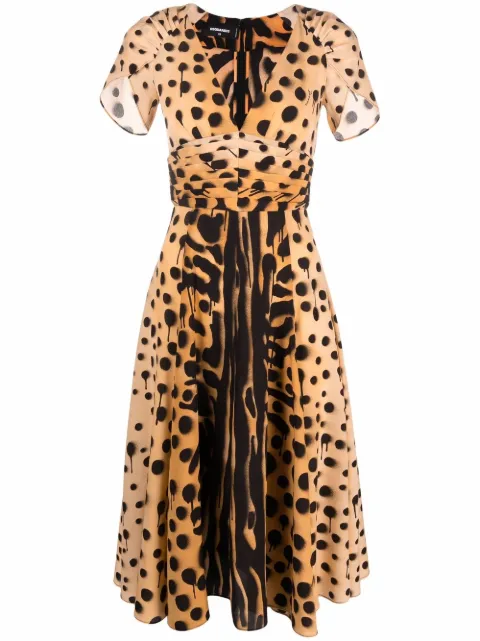 DSQUARED2 graffiti animal-print flared midi dress Women