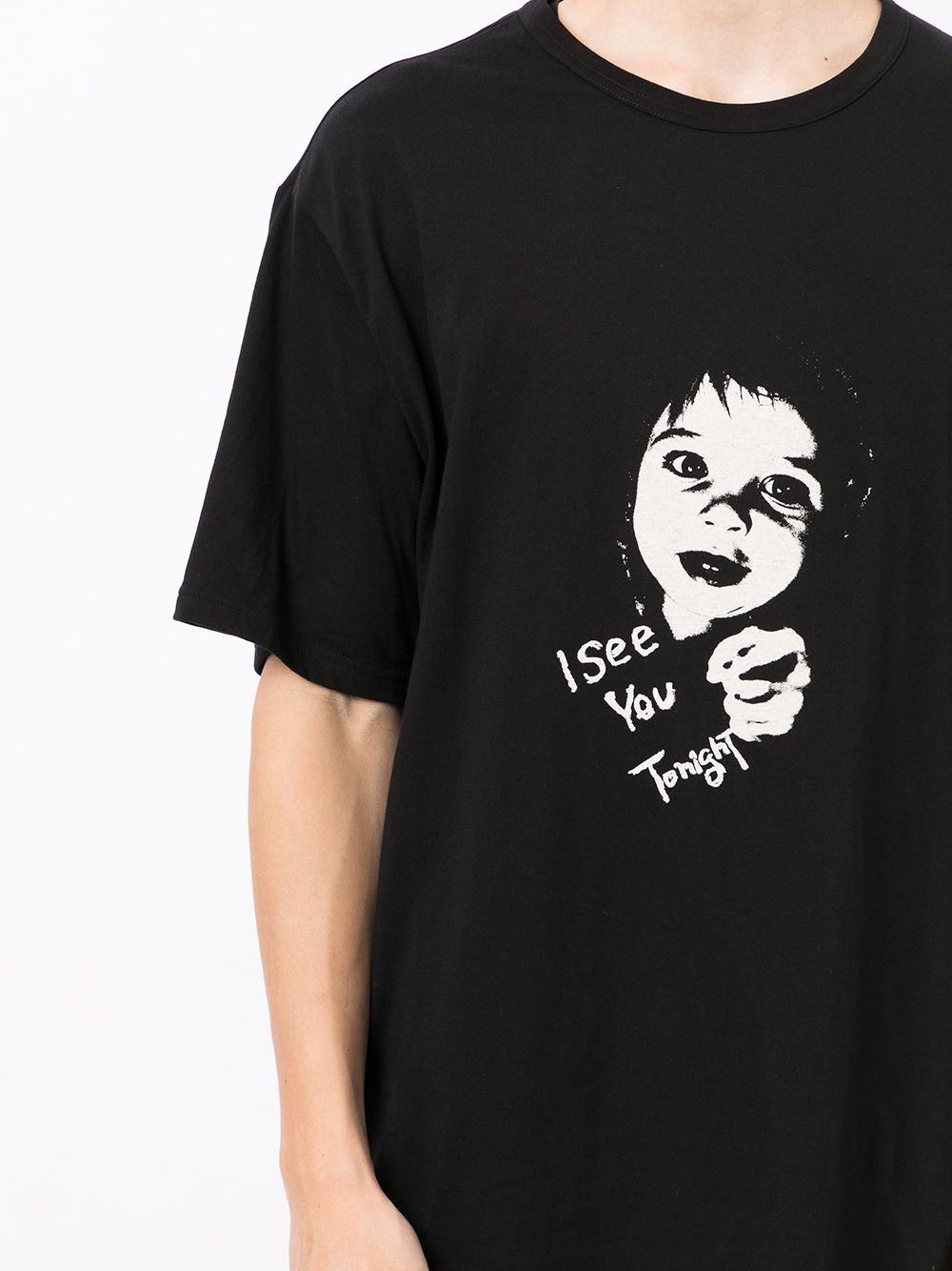 Shop Yohji Yamamoto Portrait Print T-shirt In Schwarz