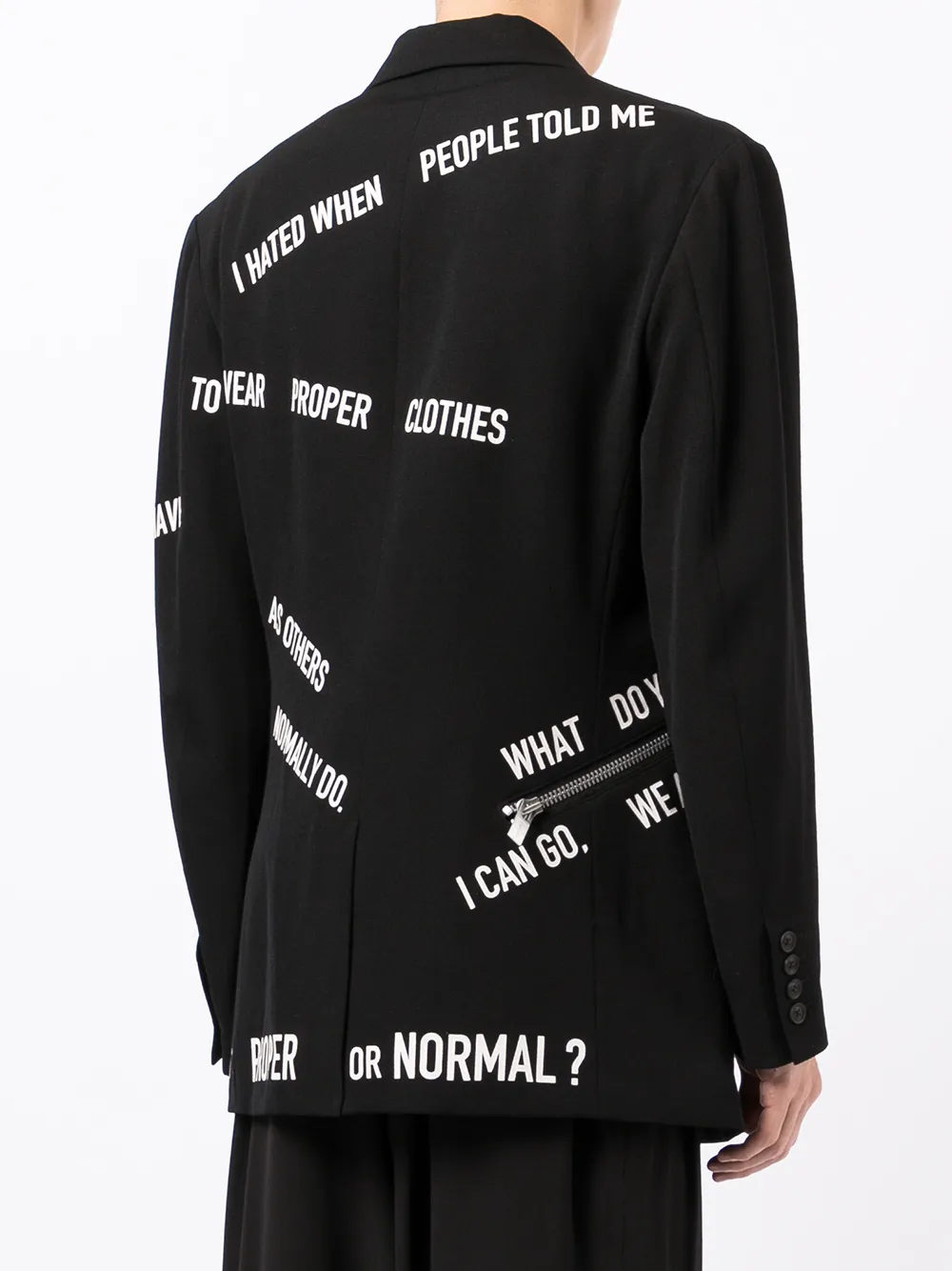 Shop Yohji Yamamoto Slogan-pattern Lambswool Blazer In Black