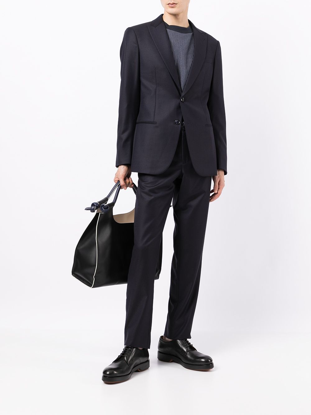 Shop Giorgio Armani Two-piece Wool Suit In Blau