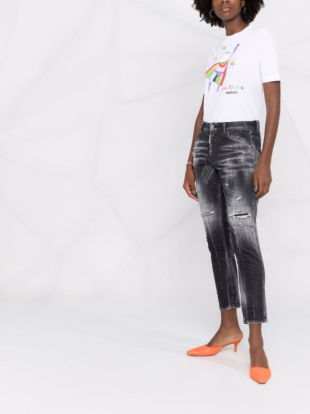 DSQUARED2 paint splattered cropped jeans Women