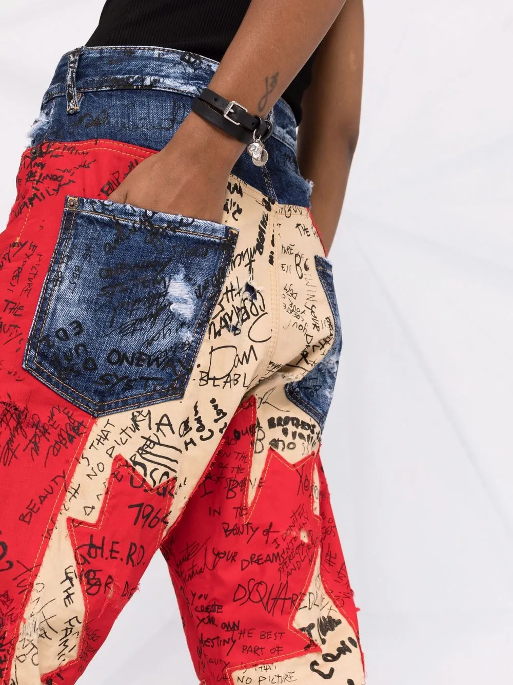  Dsquared2 Vaqueros Maple Leaf Estampados - Azul 
