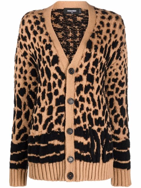 DSQUARED2 leopard-knit cardigan Women