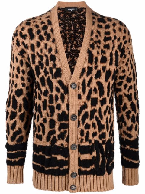 DSQUARED2 animal logo-knit cardigan Men