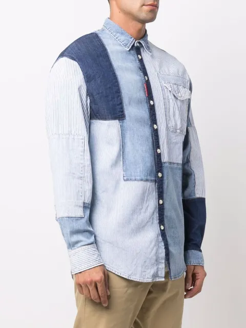 Dsquared2 Denim Patch Panel Shirt - Farfetch