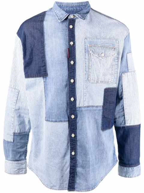 Dsquared2 Denim Patch Panel Shirt - Farfetch