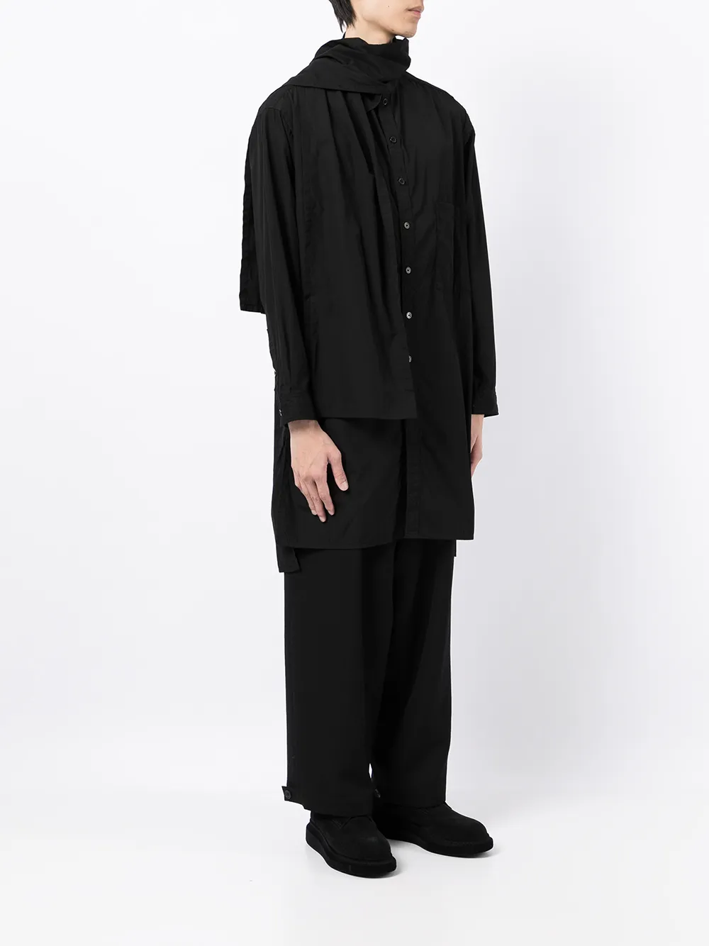 фото Yohji yamamoto длинная рубашка с шарфом