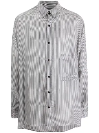 Yohji Yamamoto stripe-print Oversize long-sleeve Shirt - Farfetch