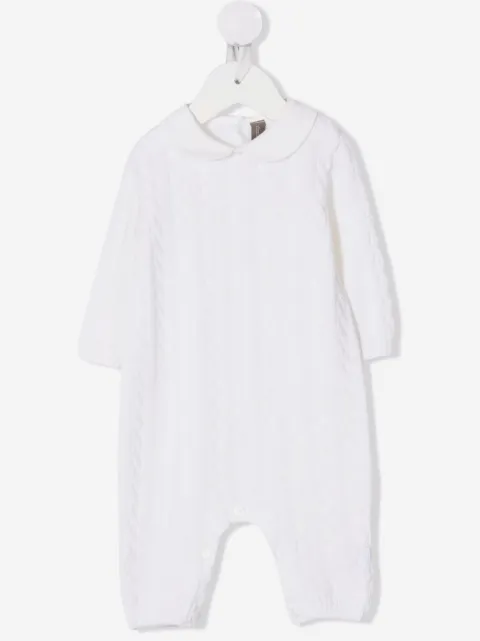 Little Bear cable-knit wool romper