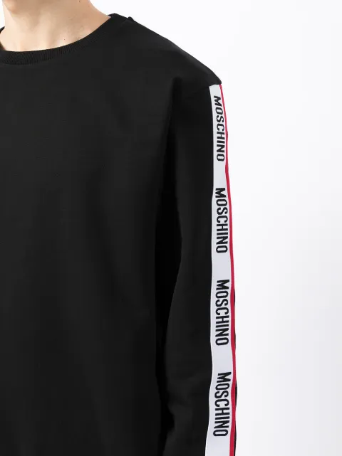 moschino arm tape crew neck sweatshirt