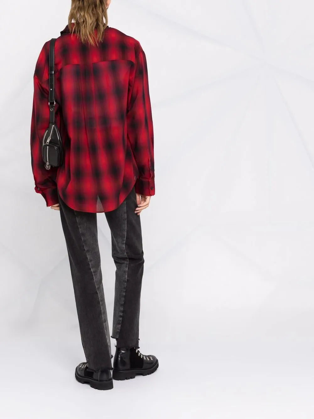 фото Dsquared2 клетчатая рубашка с эффектом потертости