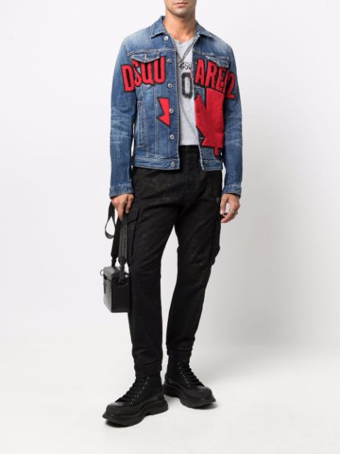 men graphic jean jacket