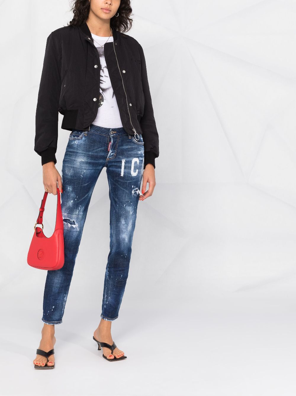 DSQUARED2 logo-print distressed skinny jeans Women