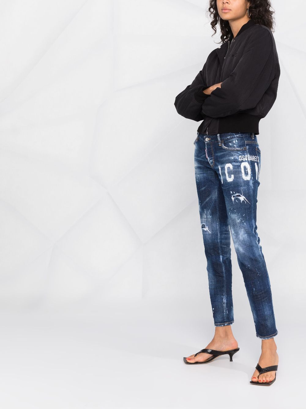 DSQUARED2 logo-print distressed skinny jeans Women