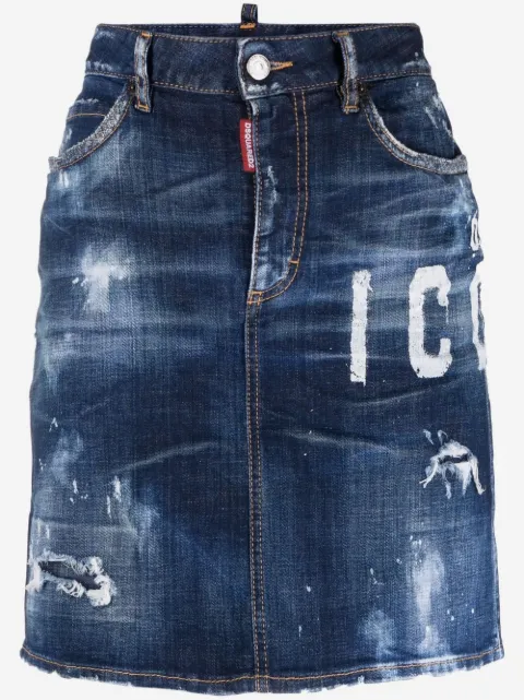 DSQUARED2 logo-print denim skirt