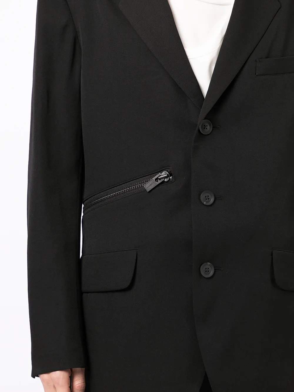 Shop Yohji Yamamoto Zip-detail Cotton Blazer In Black