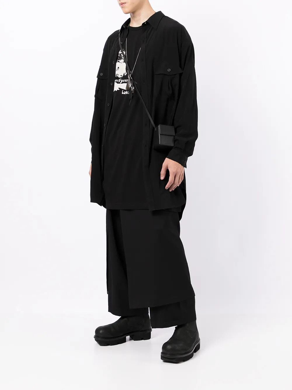 фото Yohji yamamoto длинная рубашка на пуговицах