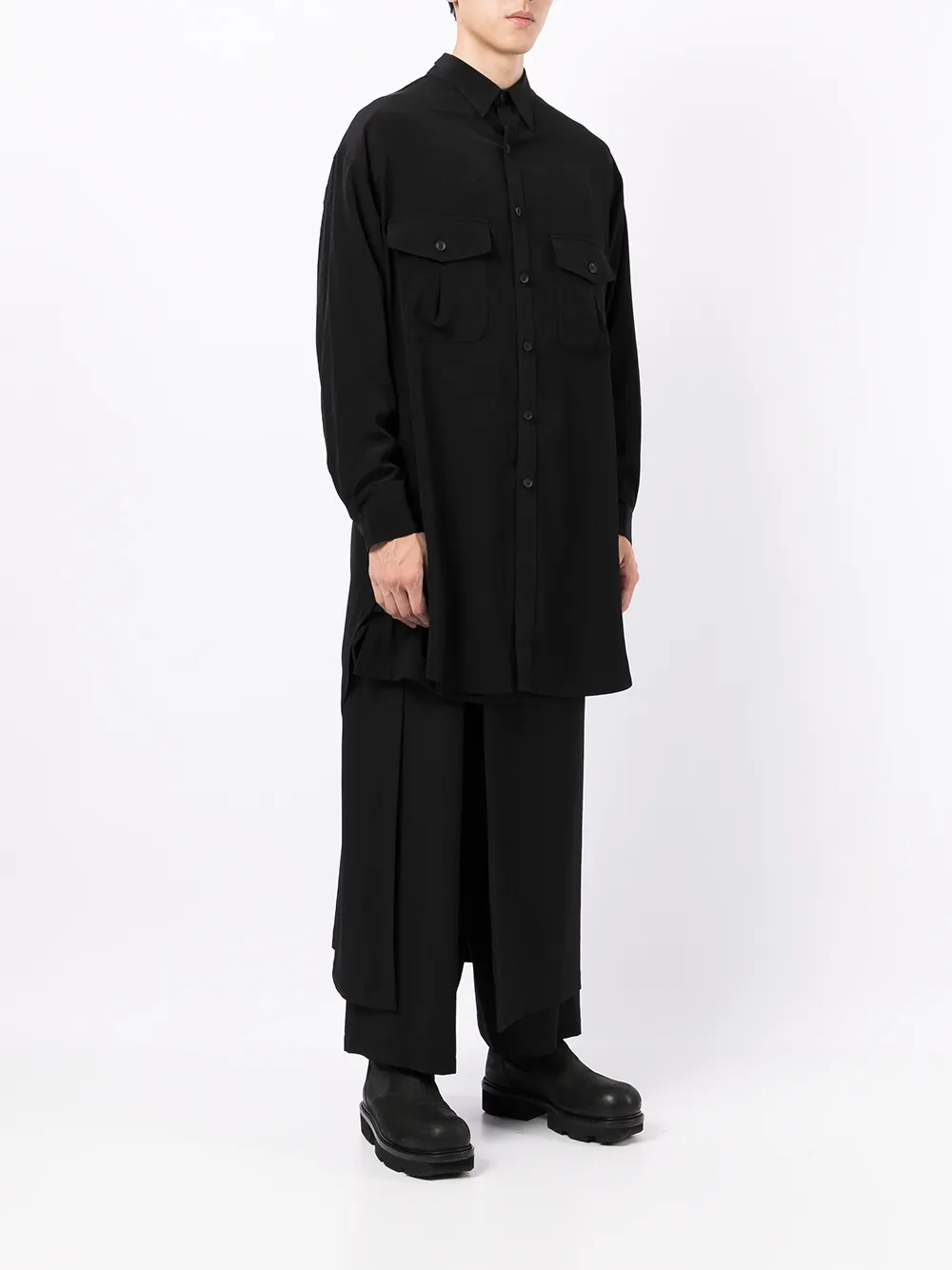 фото Yohji yamamoto длинная рубашка на пуговицах