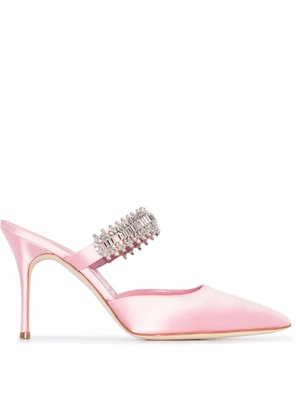 manolo blahnik pink mules