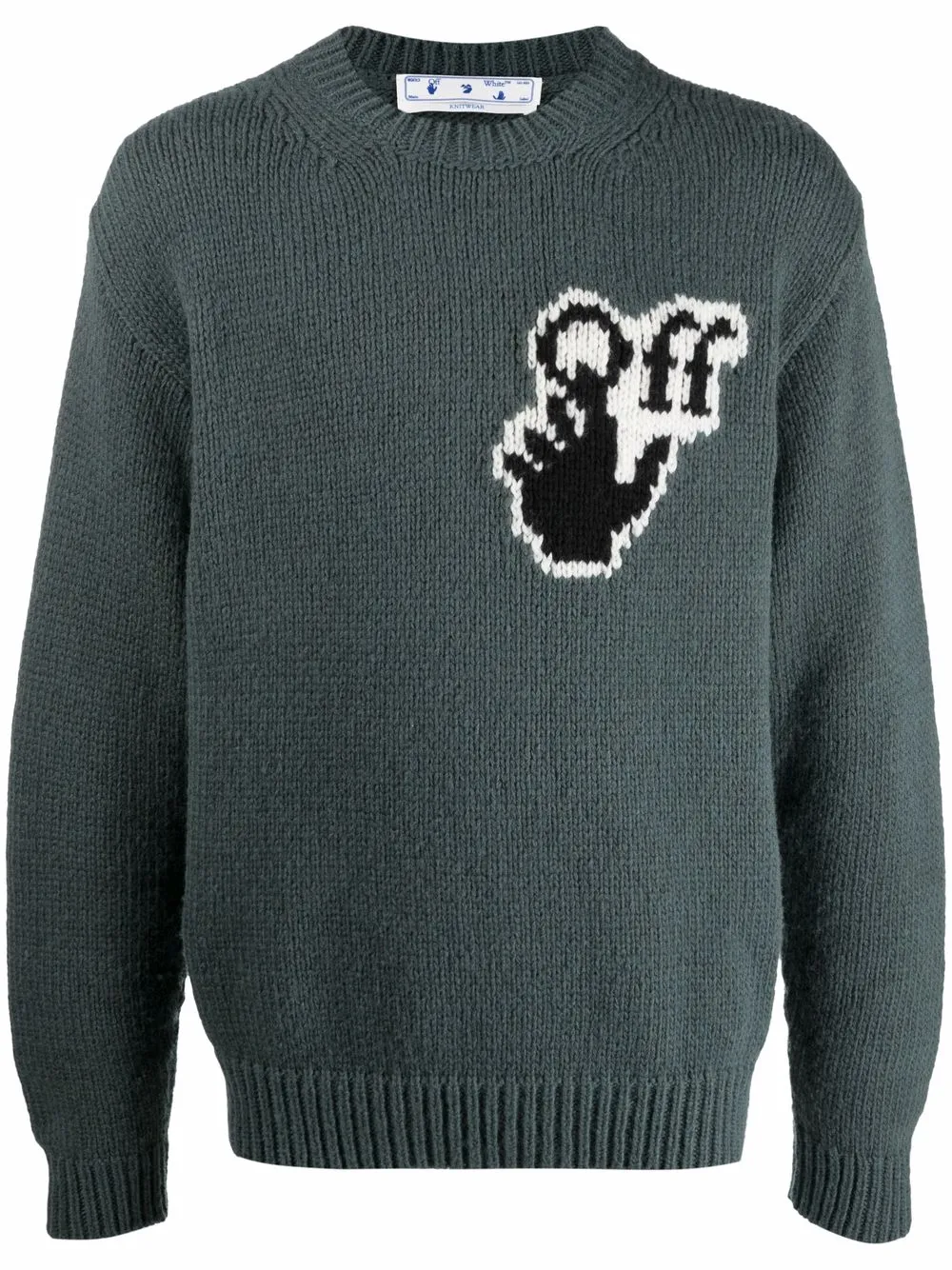 Image 1 of Off-White logo-intarsia jumper