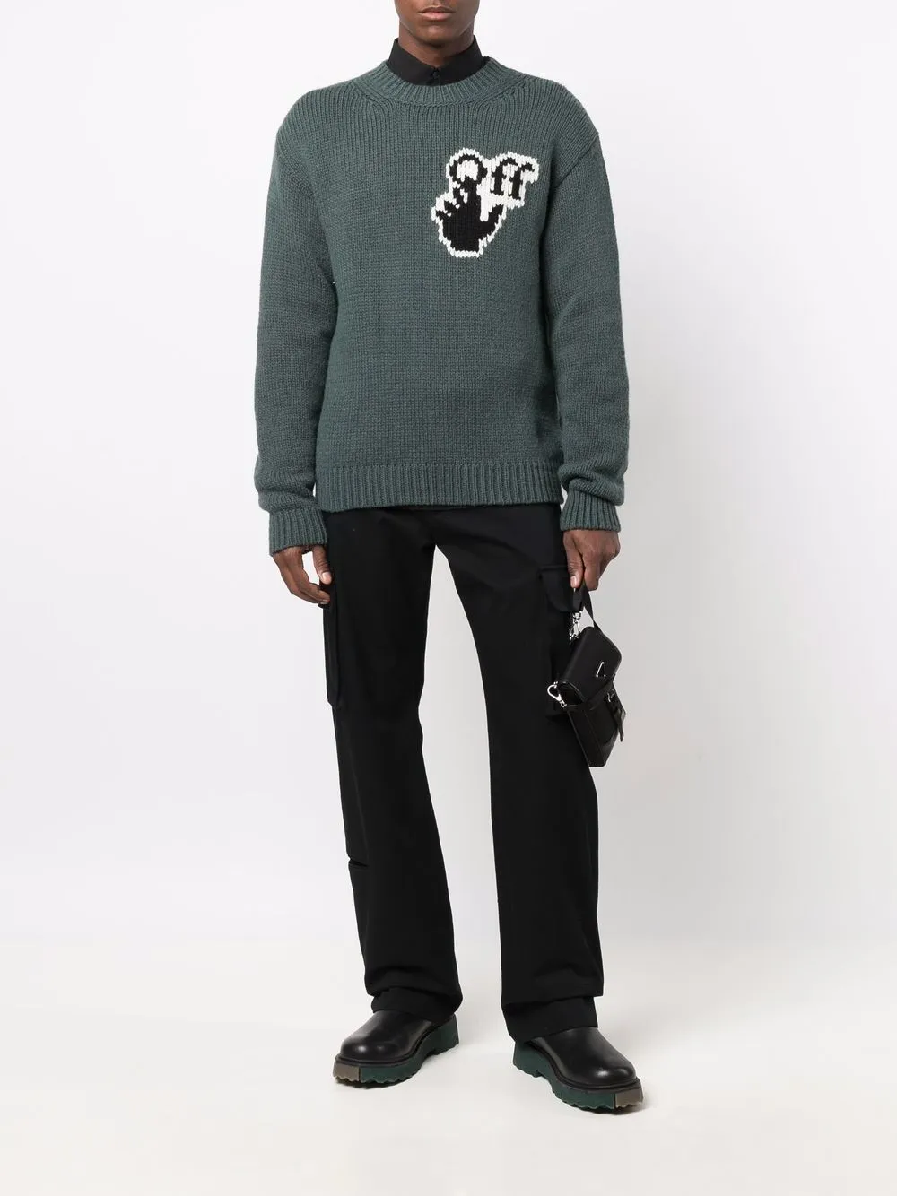 Image 2 of Off-White logo-intarsia jumper