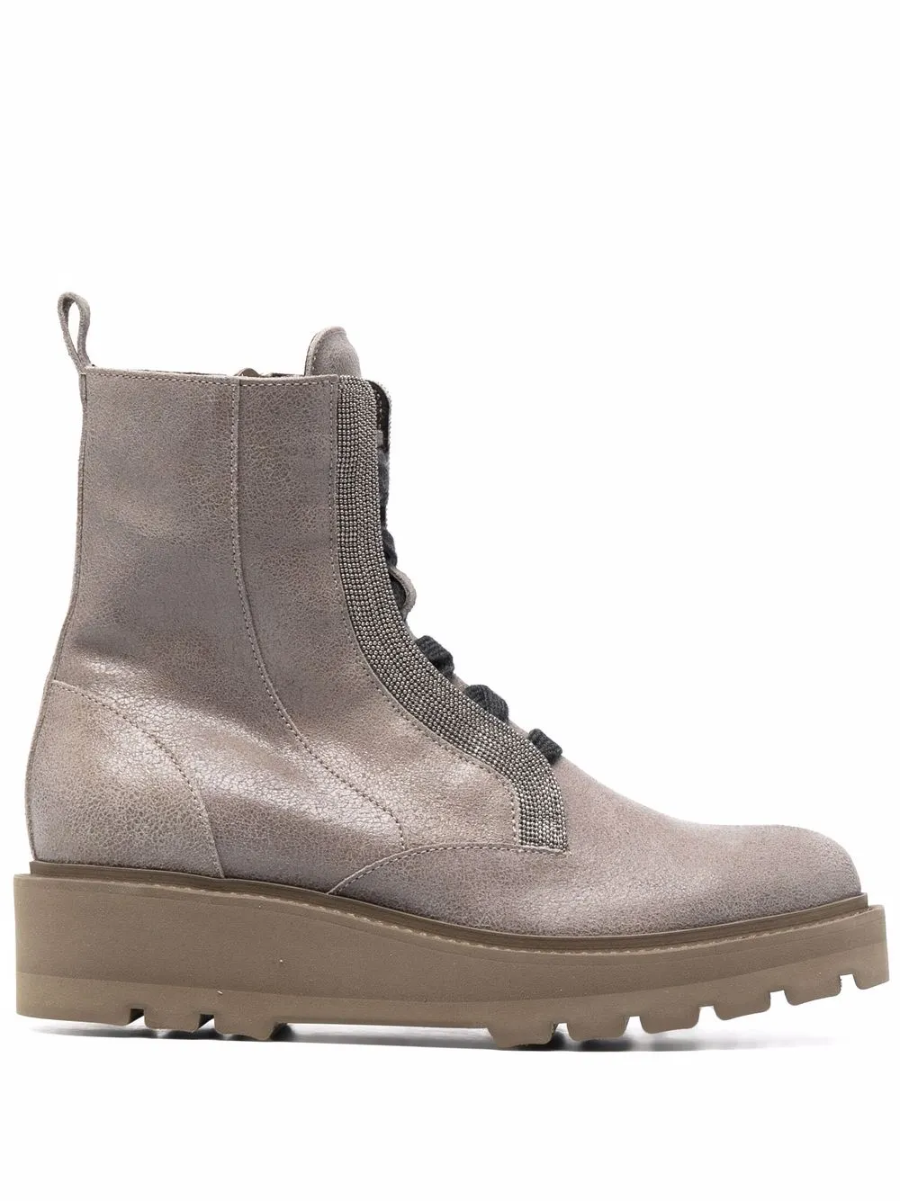 

Brunello Cucinelli Kids botas con cuña y agujetas - Gris