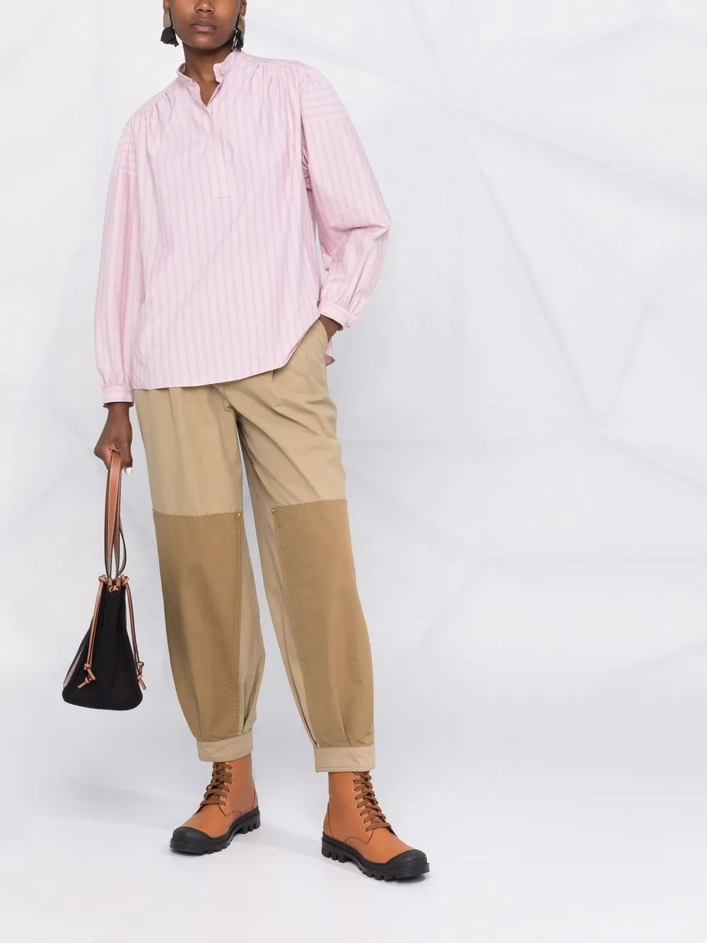 фото Etro полосатая рубашка без воротника